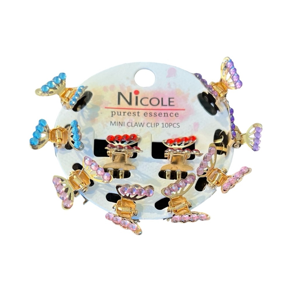 Nicole Purest Essence Gold Mini Claw Clips - Multicolor 10 pc set